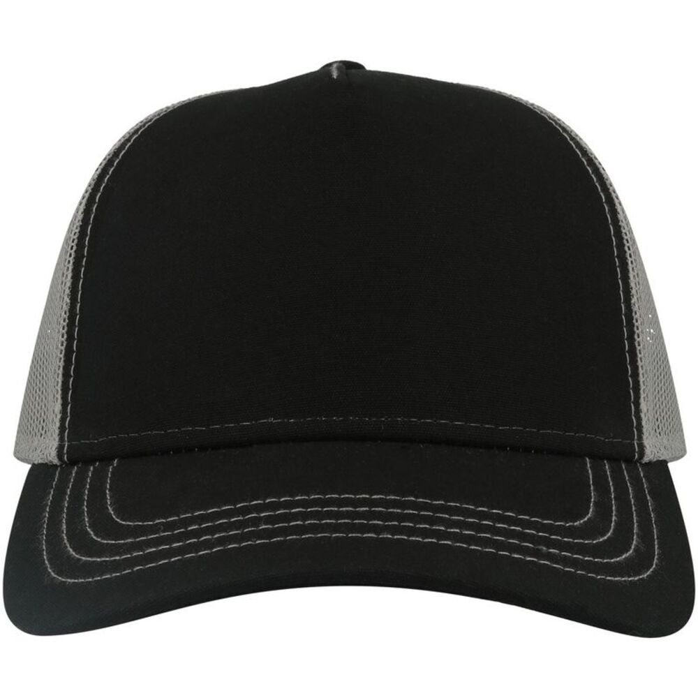 Atlantis Unisex Adult Rapper 5 Panel Canvas Recycled Trucker Cap / Black/Gray